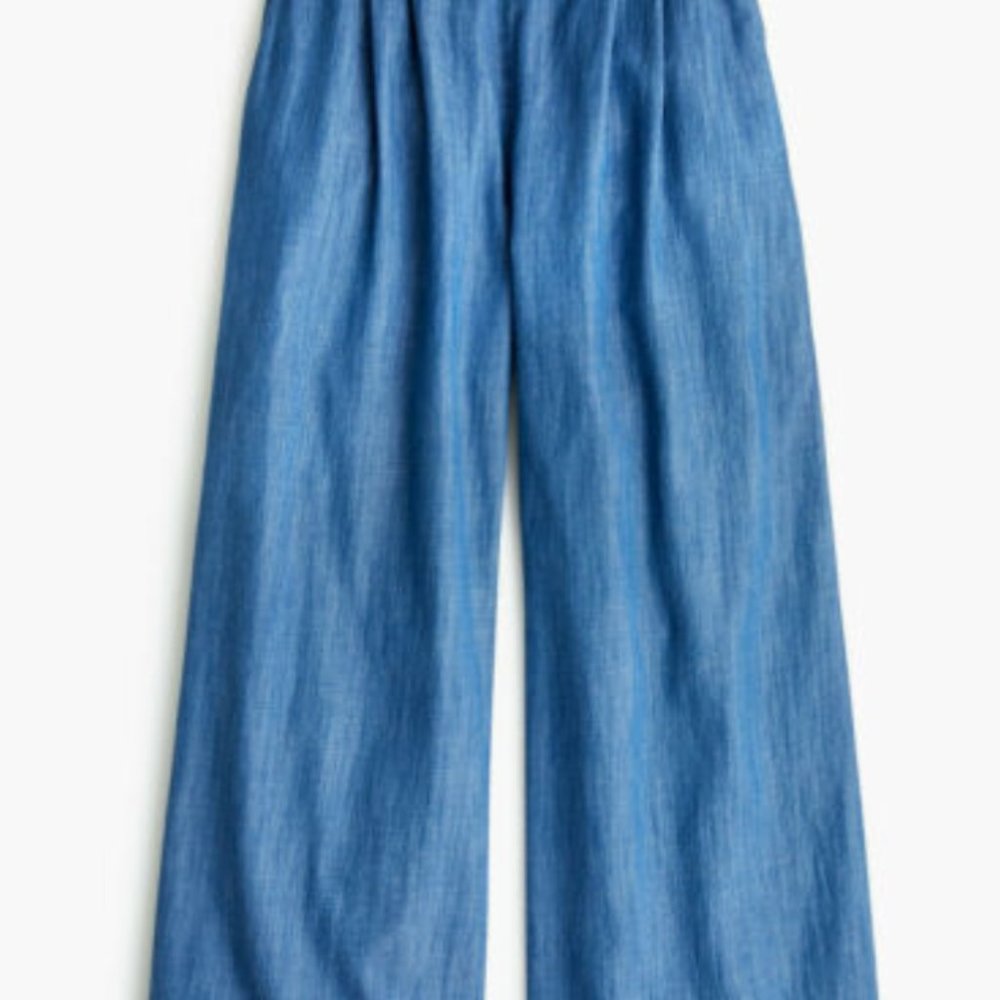 J.CREW Jeans Blue Wide Leg Cropped Chambray Pants